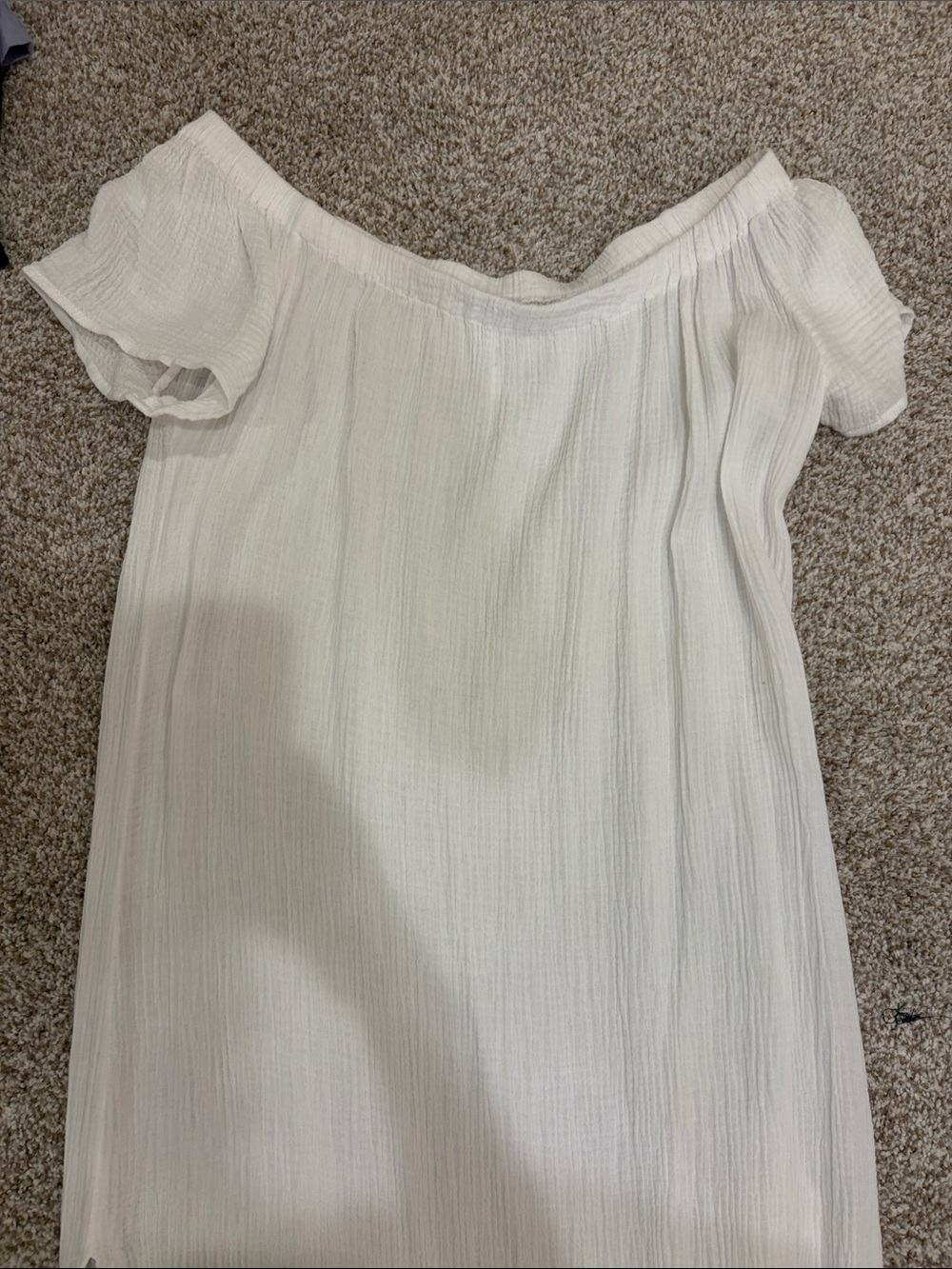 Off-Shoulder White Gauze Maxi Dress
